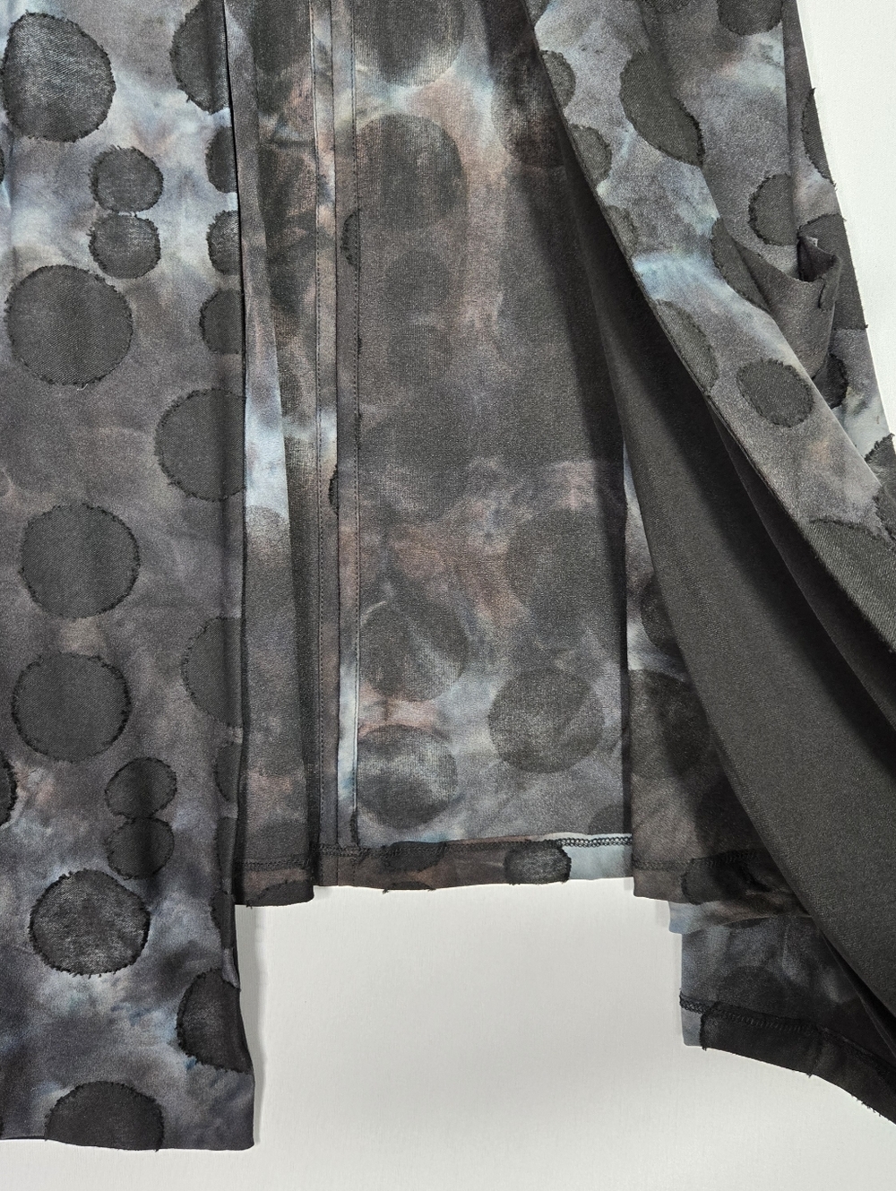 Alembika Knit Open Front Drape Swing Jacket Size 12 14 Black Grey Circle Print - Picture 12 of 16